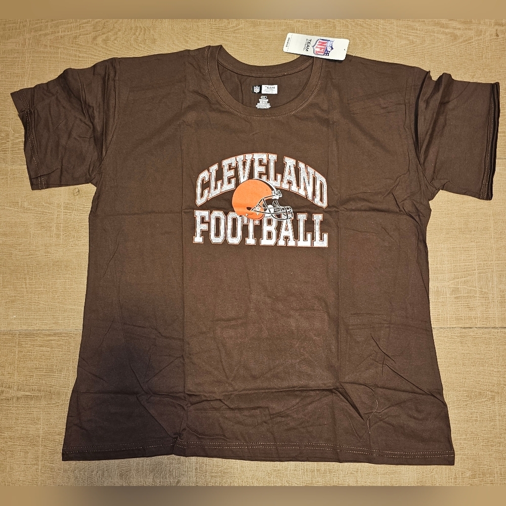 Cleveland Football Old School Design on Brown NFL Apparel Womens